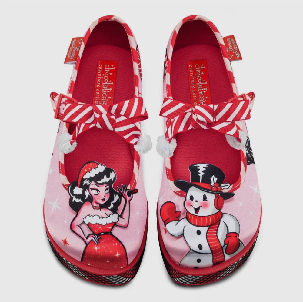 NEW HOT CHOCOLATE DESIGN women's betty claus mary jane platform shoes in pink